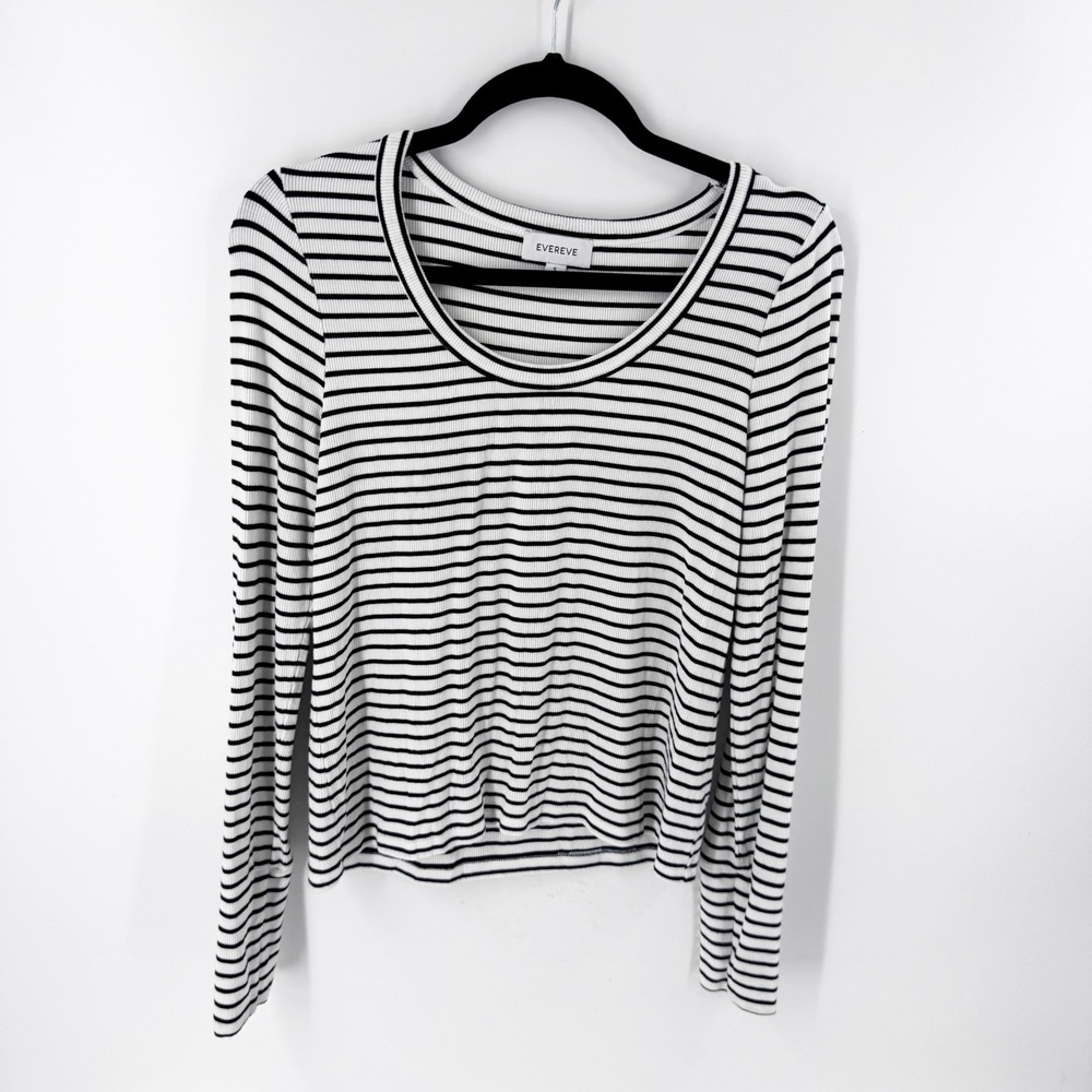 EVEREVE Women's‎ Striped Ribbed Long Sleeve Top Size Small